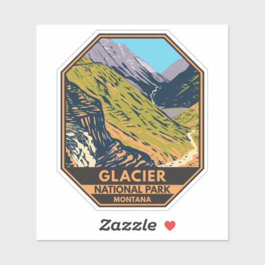 Glacier National Park naar de Sun Road Sticker (Vel)