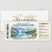 Glacier National Park Reis Instapass Ticket Kaart (Voorkant / Achterkant)