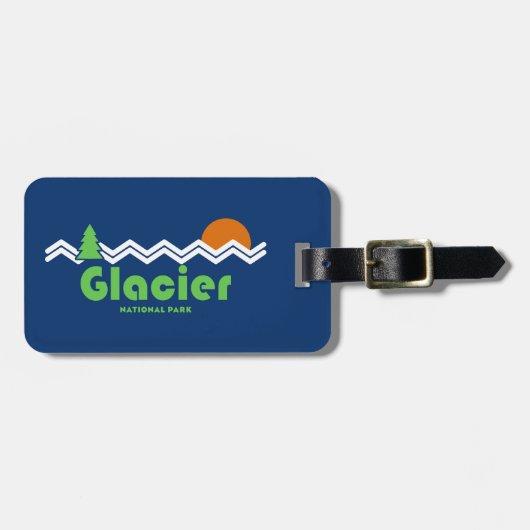 Glacier National Park Retro Bagagelabel (Voorkant horizontaal)
