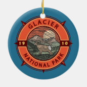 Glacier National Park Retro Bighorn Sheep Compass Keramisch Ornament (Achterkant)