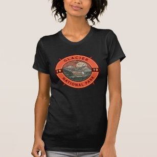 Glacier National Park Retro Bighorn Sheep Compass T-shirt