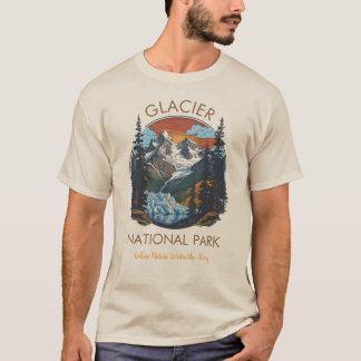 Glacier National Park Retro Mountain T-Shirt 