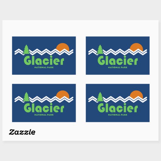 Glacier National Park Retro Rechthoekige Sticker (Vel)