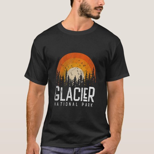 Glacier National Park Retro Style  70-80's T-shirt (Voorkant)