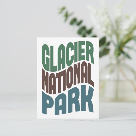 Glacier National Park Retro Wave Briefkaart (Staand voorkant)