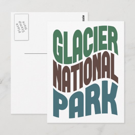 Glacier National Park Retro Wave Briefkaart (Voorkant / Achterkant)
