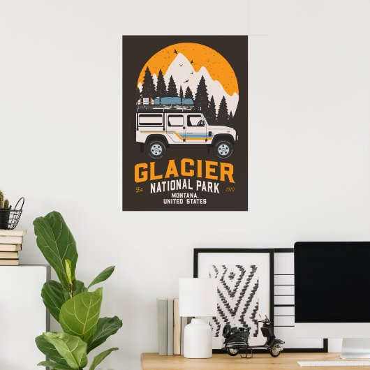  Glacier National Park Road Trip Montana Poster (Thuiskantoor)