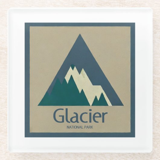 Glacier National Park Rustic Glazen Onderzetter (Voorkant)