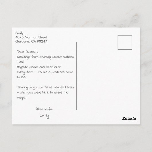 Glacier National Park Scenic Postcard Briefkaart (Achterkant)