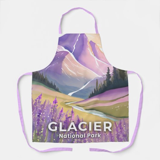Glacier National Park | Spring Lavender Watercolor Schort (Voorkant)