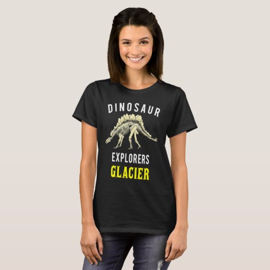 Glacier National Park Stegosaurus Dinosaur Explore T-shirt (Voorkant volledig)