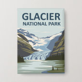 Glacier National Park Travel Art Button (Voorkant)
