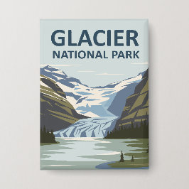 Glacier National Park Travel Art Button