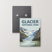Glacier National Park Travel Art Button (Voorkant / Achterkant)