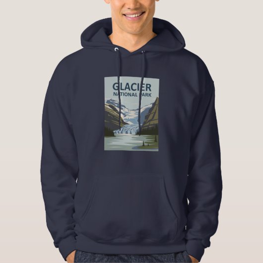 Glacier National Park Travel Art Hoodie (Voorkant)