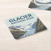 Glacier National Park Travel Art Kartonnen Onderzetters (Schuin)