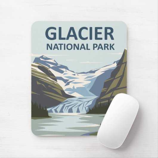Glacier National Park Travel Art Muismat (Met muis)