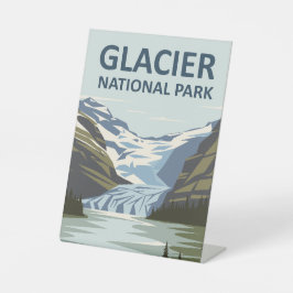 Glacier National Park Travel Art Reclamebord Met Voetstuk