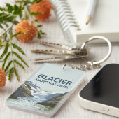 Glacier National Park Travel Art Sleutelhanger (Voorkant Rechts)