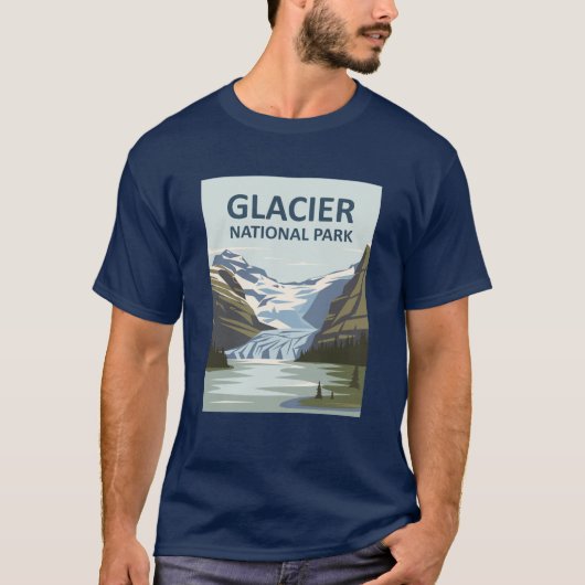 Glacier National Park Travel Art T-shirt (Voorkant)
