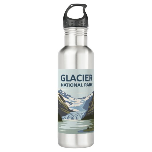 Glacier National Park Travel Art Waterfles (Voorkant)