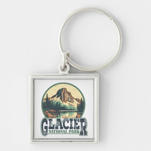 Glacier National Park Travel Briefkaart Sleutelhanger (Voorkant)