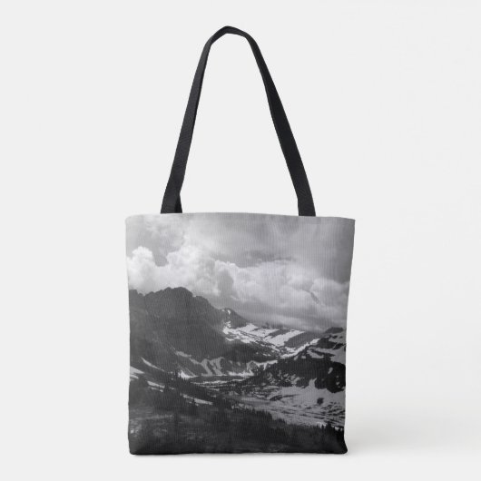 Glacier National Park Verborgen Lake Zwart Wit Tote Bag (Achterkant)