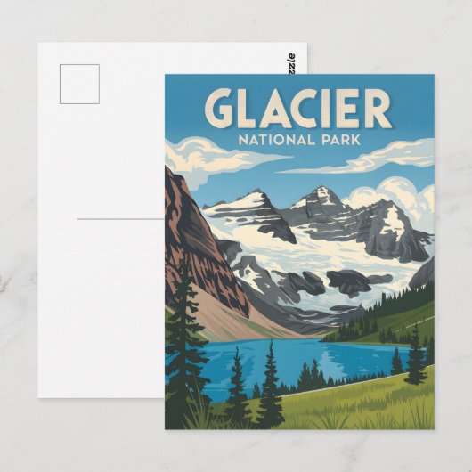 Glacier National Park vintage Briefkaart (Voorkant / Achterkant)