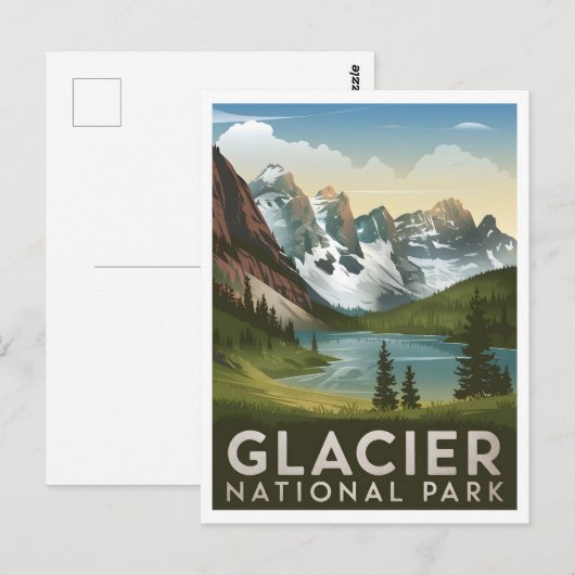 Glacier National Park vintage Briefkaart (Voorkant / Achterkant)