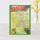 Glacier National Park Vintage Kaart (Gele Bloem)