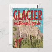 Glacier National Park vintage-poster. Briefkaart (Voorkant / Achterkant)