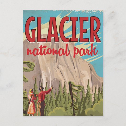Glacier National Park vintage-poster. Briefkaart (Voorkant)