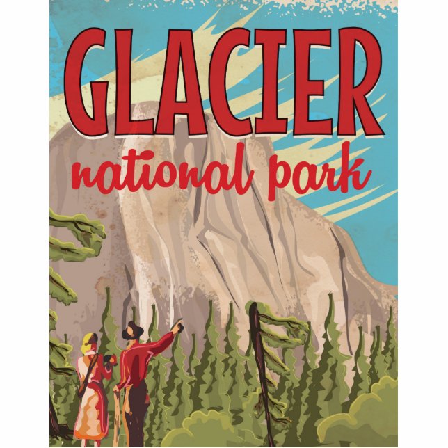 Glacier National Park vintage-poster. Fotobeeldje Magneet (Voorkant)