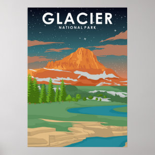 Glacier National Park Vintage Travel Poster