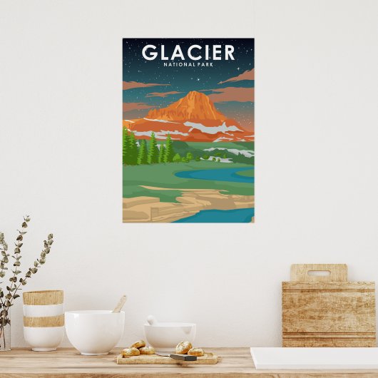 Glacier National Park Vintage Travel Poster (Keuken)