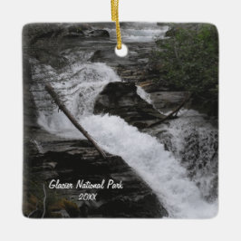 Glacier National Park Waterfall Foto Metalen Ornament