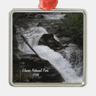 Glacier National Park Waterfall Foto Metalen Ornament
