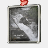 Glacier National Park Waterfall Foto Metalen Ornament (Links)
