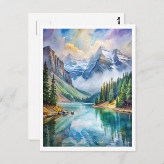Glacier National Park Waterverf Briefkaart (Voorkant / Achterkant)