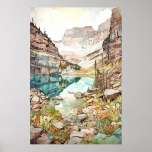 Glacier National Park Waterverf Poster