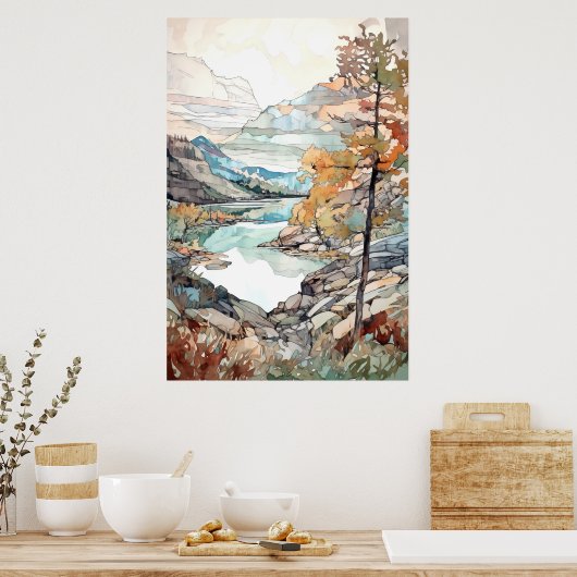 Glacier National Park Waterverf Poster (Keuken)