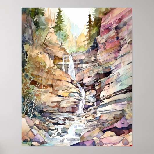 Glacier National Park Waterverf Poster (Voorkant)