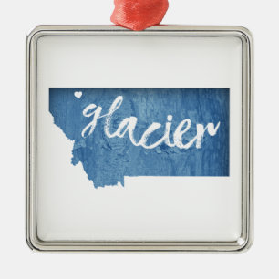 Glacier National Park Wood Grain Metalen Ornament