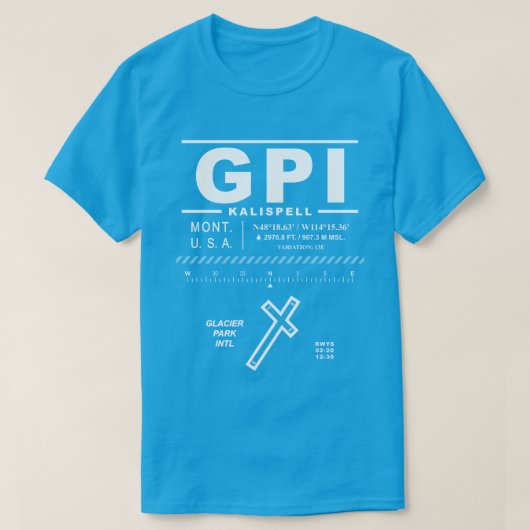 Glacier Park International Airport GPI T-shirt (Design voorkant)