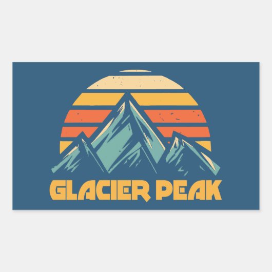 Glacier Peak Retro Turquoise Rechthoekige Sticker (Voorkant)