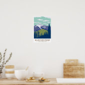 Glacier Peak Washington Reis Kunst Vintage Poster (Keuken)