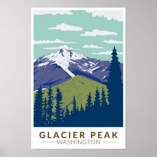 Glacier Peak Washington Reis Kunst Vintage Poster