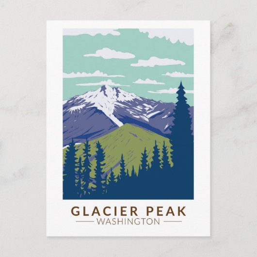 Glacier Peak Washington Travel Art Vintage Briefkaart (Voorkant)