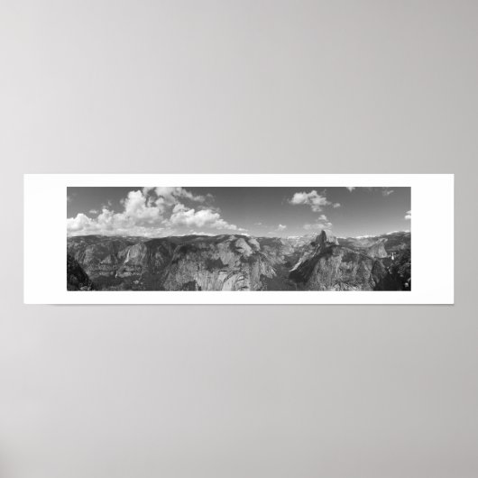 Glacier Point Horizon Panoramisch Zwart-wit Poster (Voorkant)