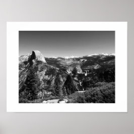 Glacier Point Yosemite Black en White Photography Poster
